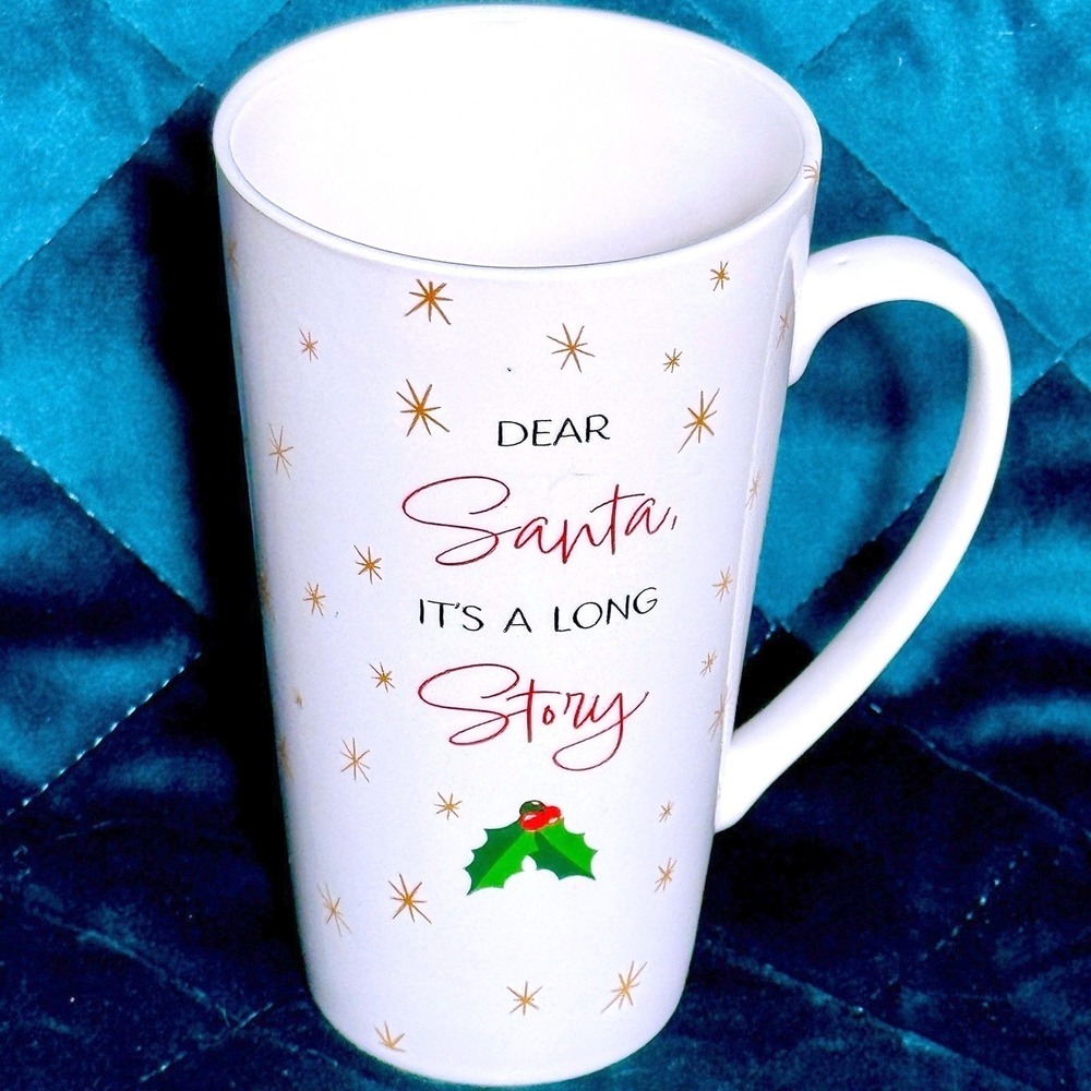 Joyland "Dear Santa It's A Long Story" Christmas Coffee Mug New Bone China Retro